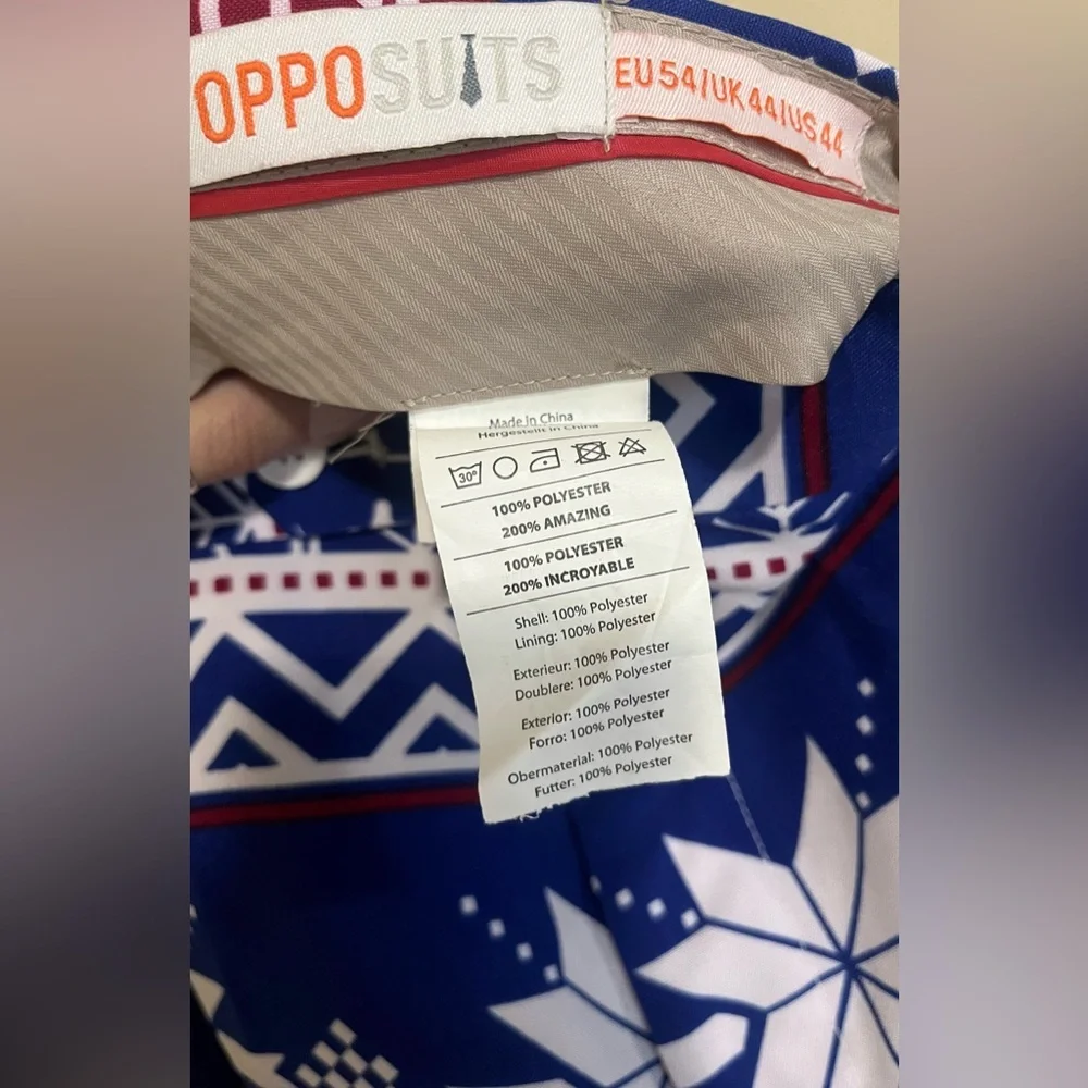 OppoSuits Rudolph Deer Snowflake Blazer Jacket Pants Tie Christmas Suit Set 44